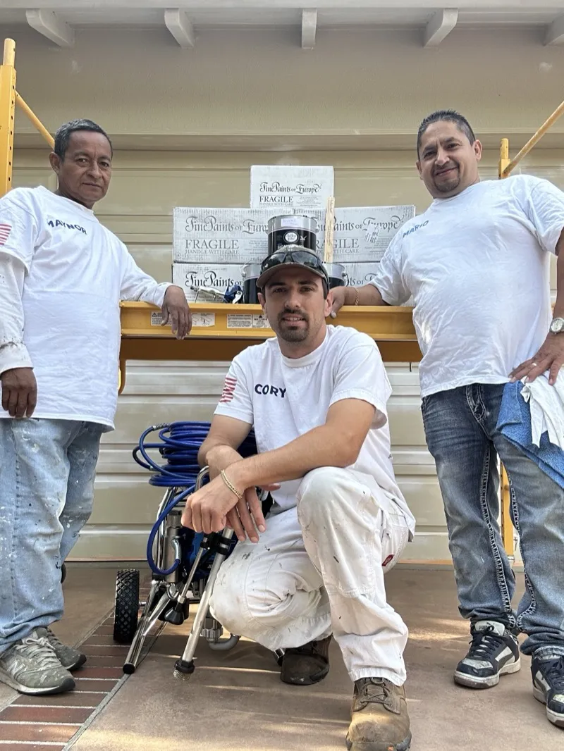 Huff Painting crew - Maynor, Cory, and Mario with Fine Paints of Europe